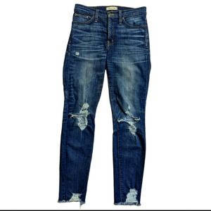 Madewell Blue Distressed Skinny Jeans